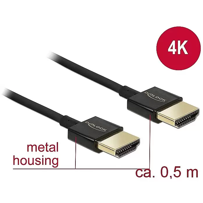 DELOCK Cable HDMI-A > HDMI-A 3D 4K 0.5m